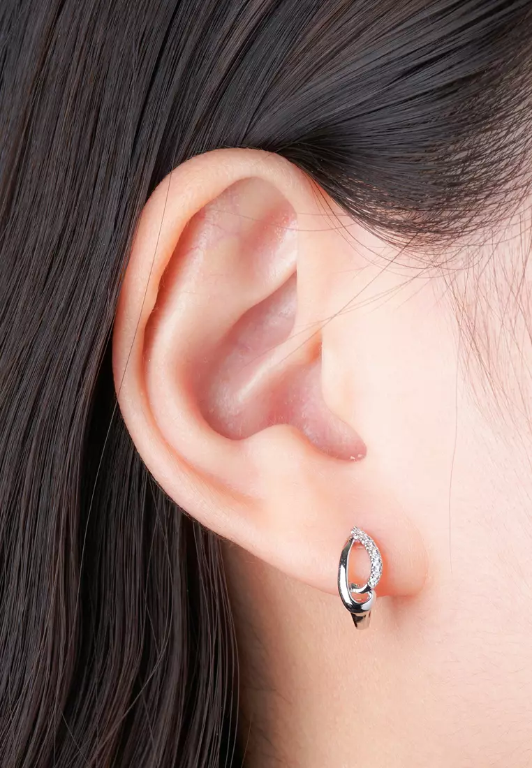 TOMEI Diamond Loop Earrings, White Gold 585