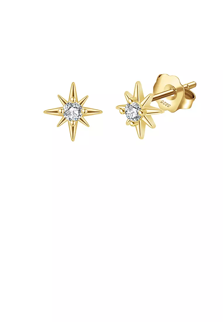 Buy Mooclife 925 Sterling Silver Plated Gold Simple Cute Star Stud