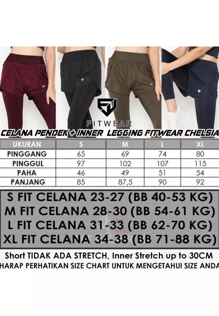 Fitwear Celana Pendek Lari + Legging Olahraga Big Size Wanita CHELSIA Core Series Big Size - MAROON