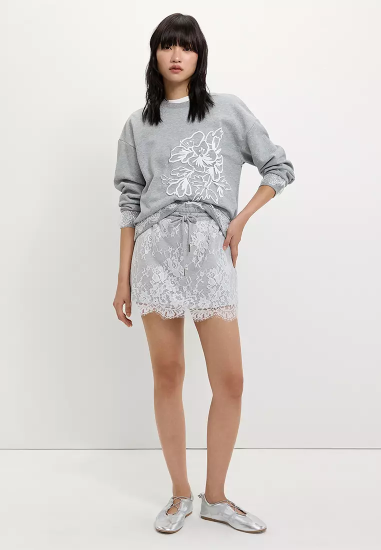 Lace Floral Sweatshirt