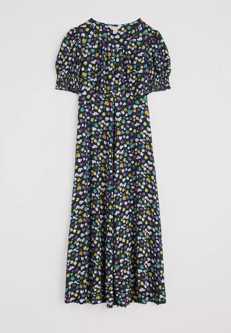 Seasalt Cornwall Multi Marsh Violet Short Sleeve Empire Line Dress
