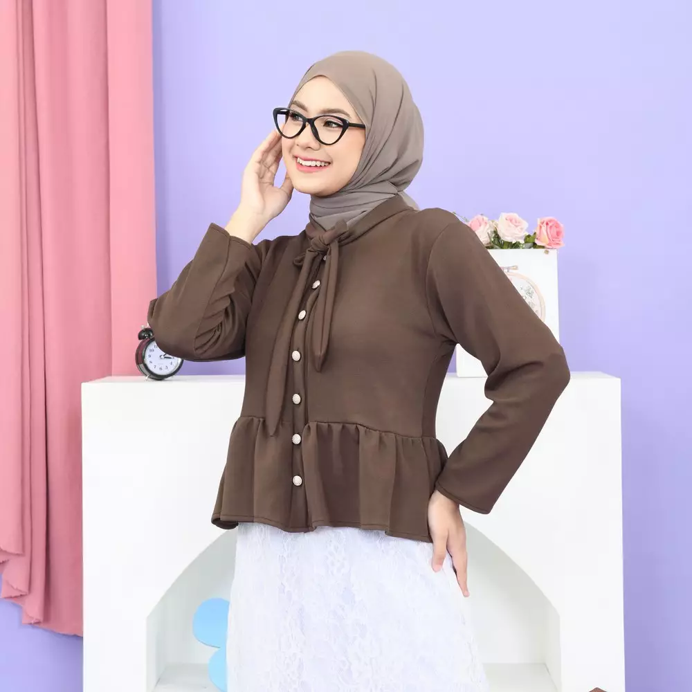 Queen Peplum Top - Mocca Tan M19787 R42S2