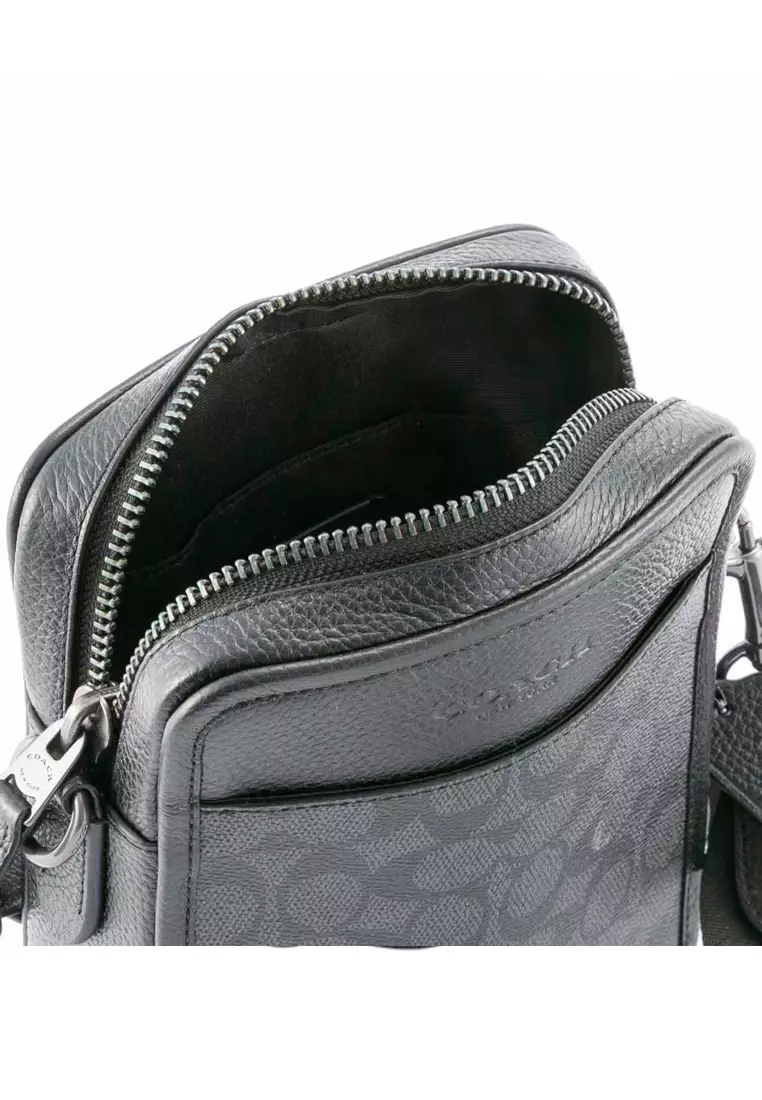 Mens Sullivan Crossbody In Signature Canvas - Charcoal Black
