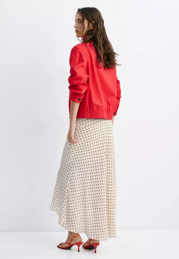 Polka Dot Skirt with Asymmetric Hem