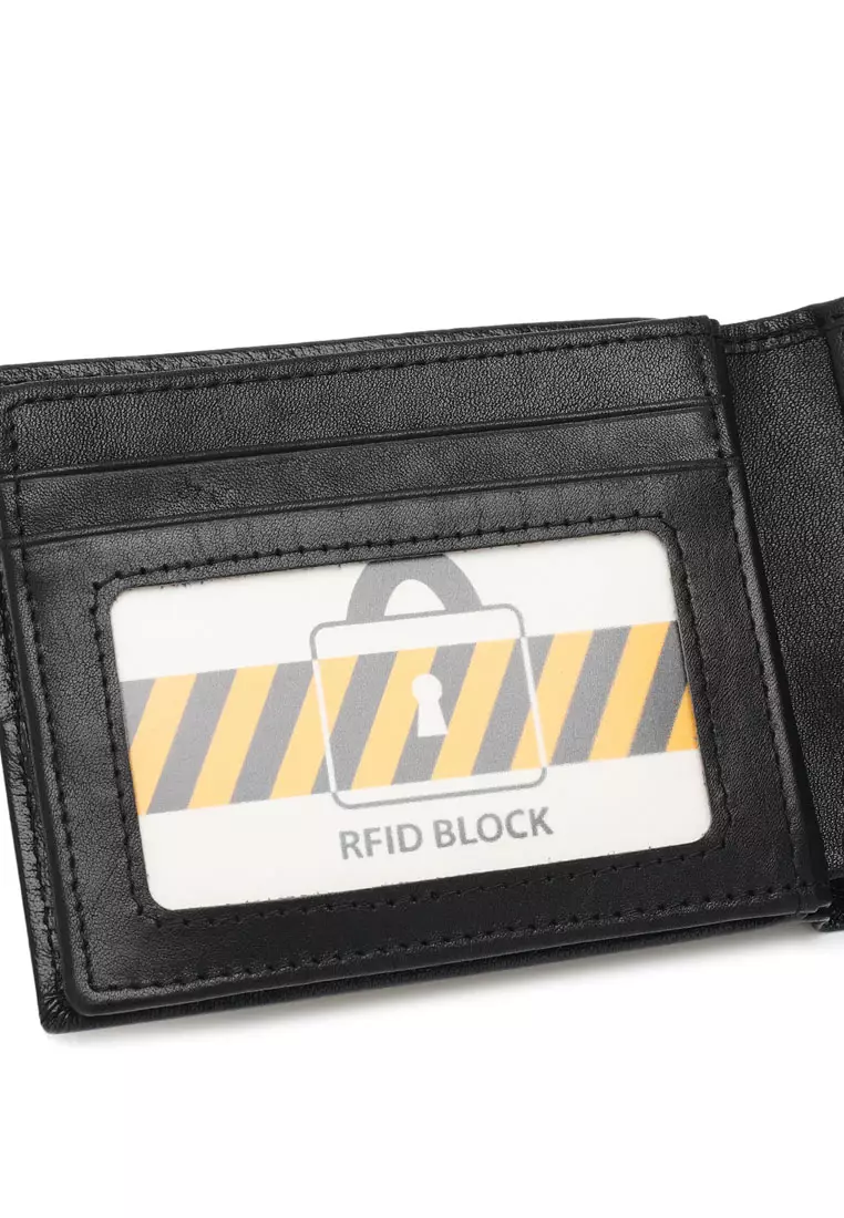 Men's Genuine Leather RFID Blocking Wallet - Black
