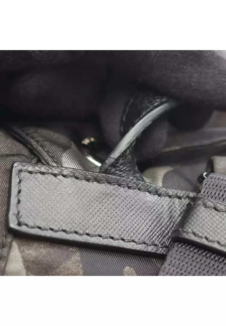 Pre-Loved Prada TESSUTO CAMOUFL Backpack rucksack Nylon Saffiano leather gray green multicolor