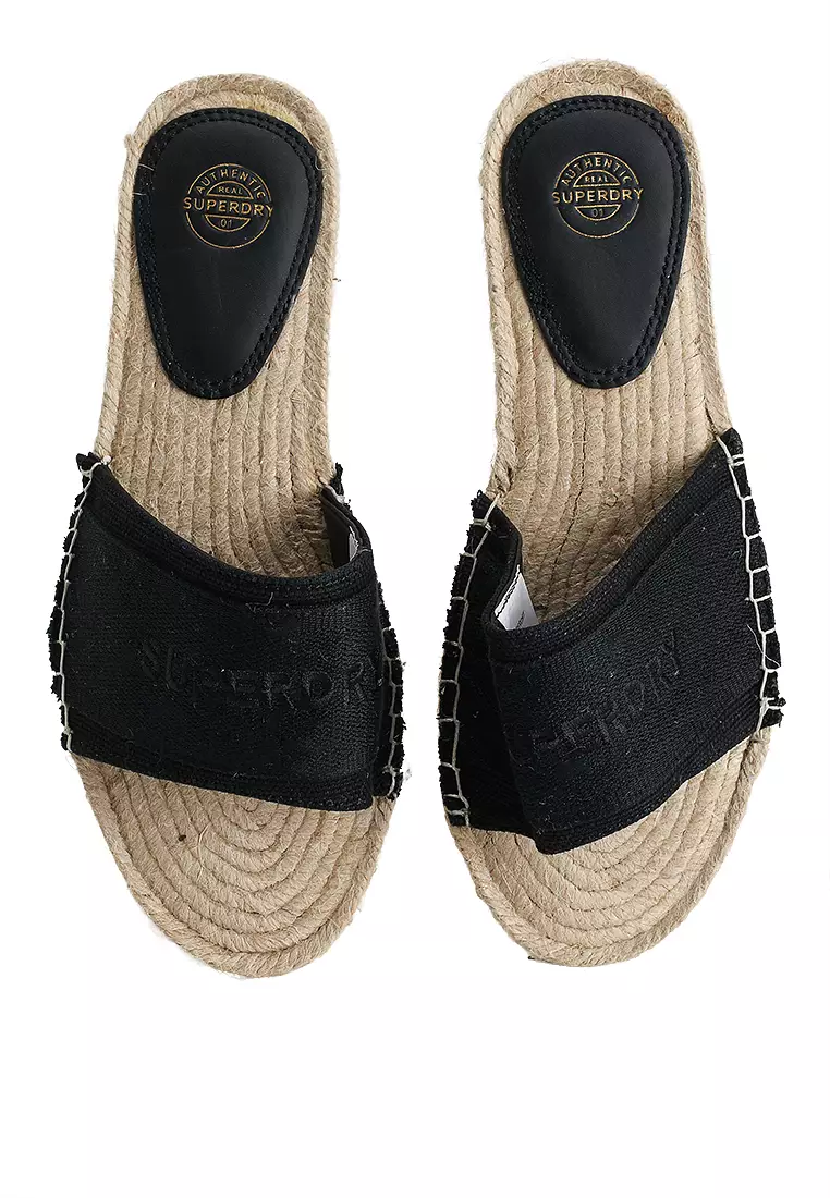 Canvas Espadrille Overlay Slides