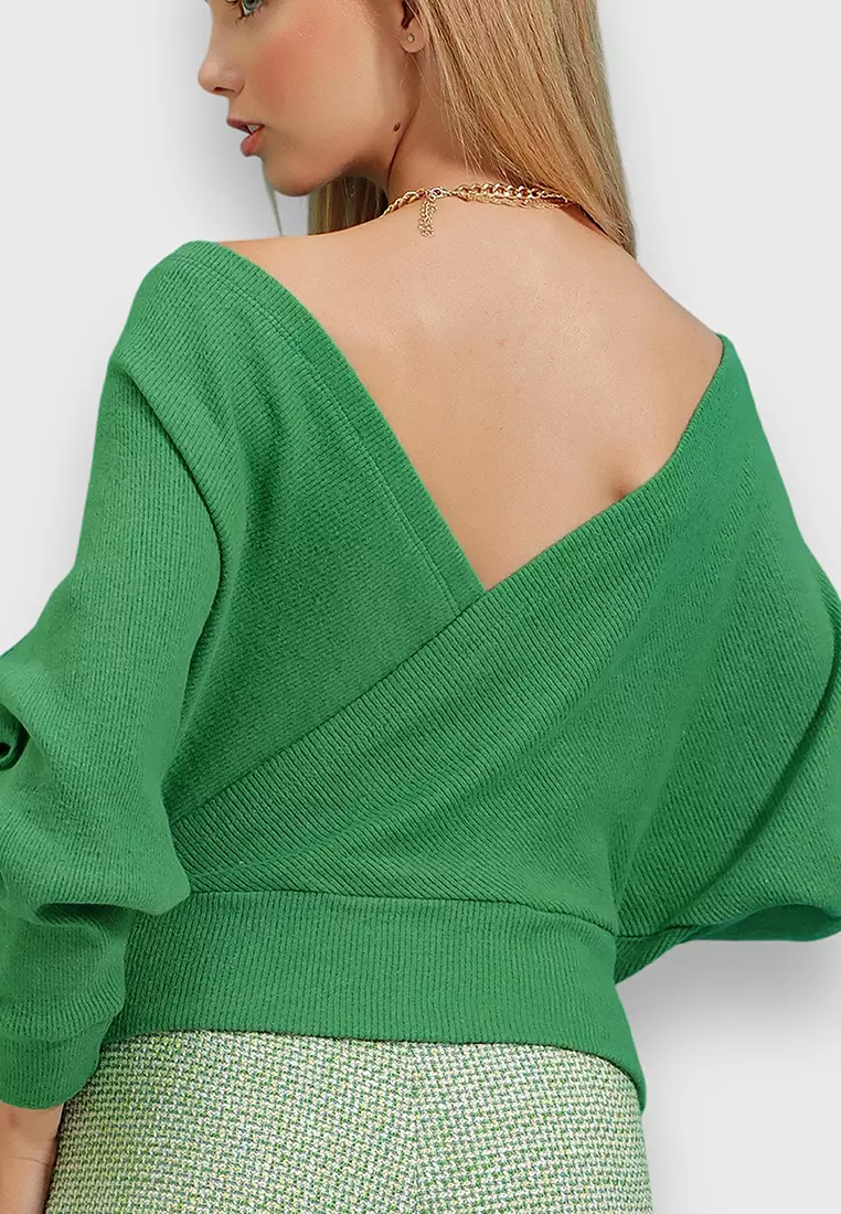 Front Back V-Neck Double Breasted Blouse