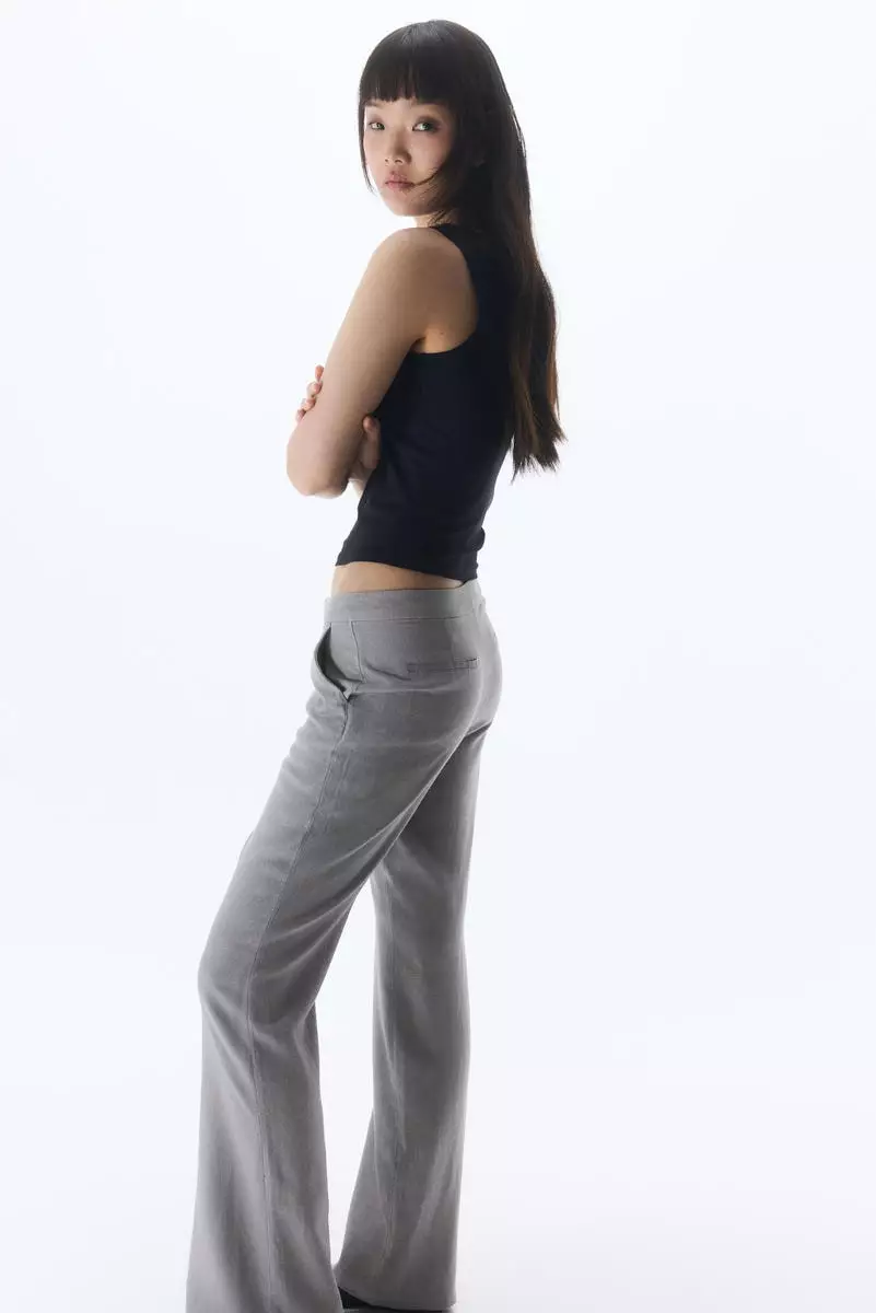Linen-blend tailored trousers