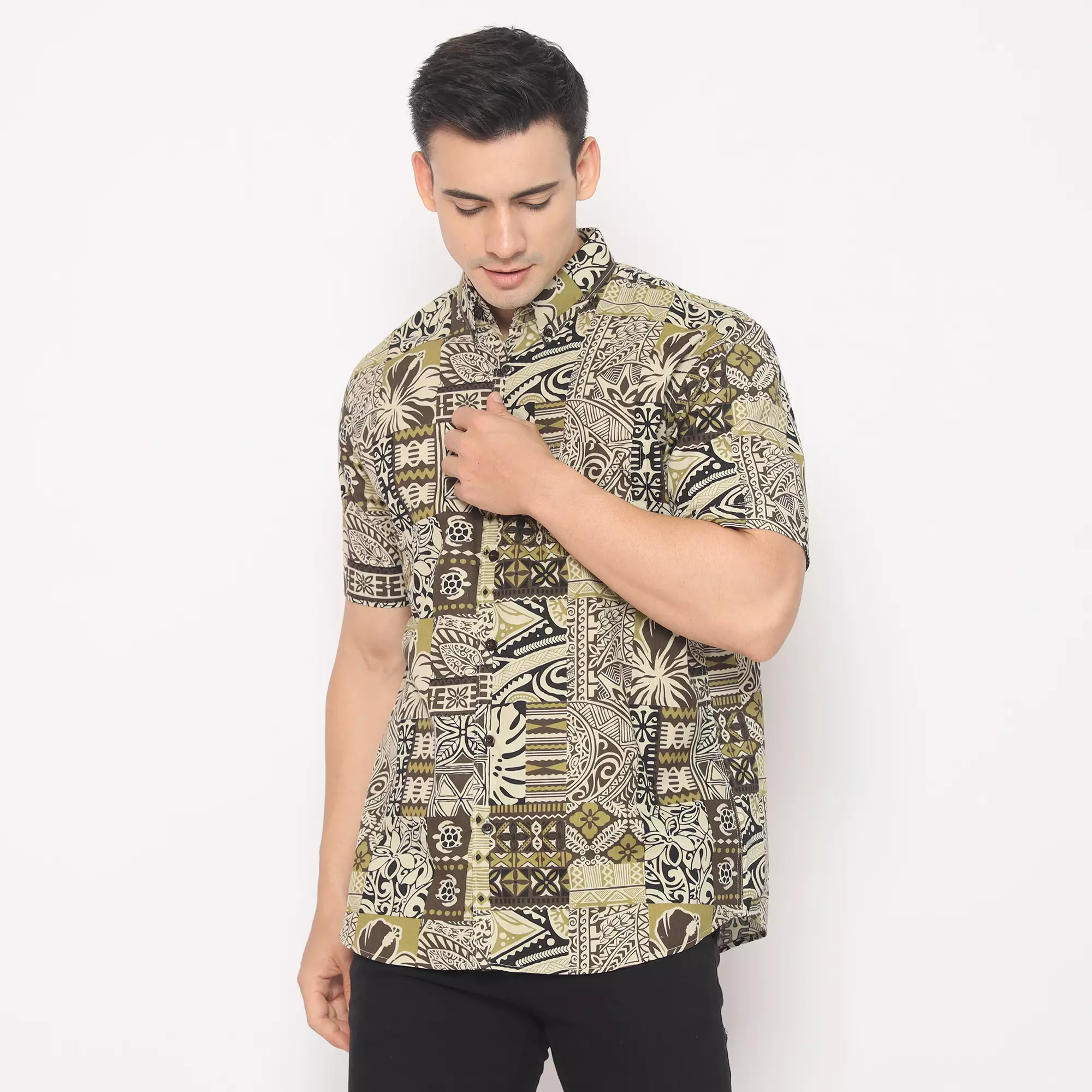 Platini Kemeja Hawai Pria Lengan Pendek Coklat 132106