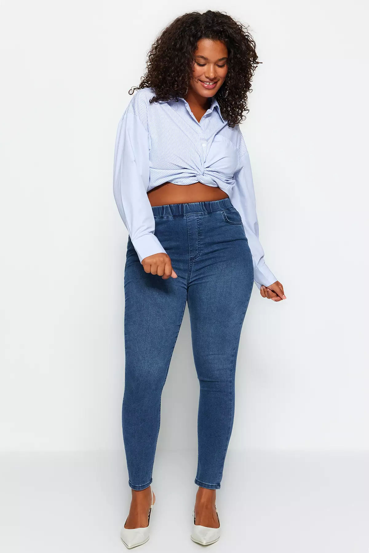 Gingham high waisted skinny pants outlet