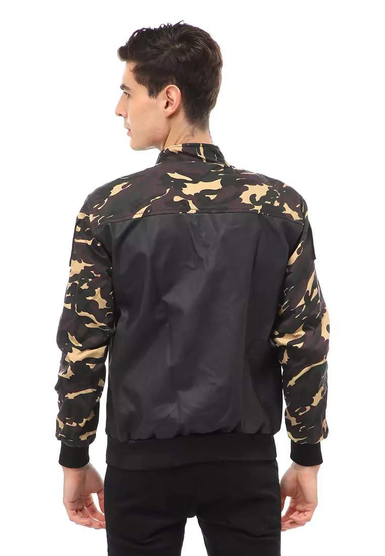 Halbert Outerwear Jaket Bomber Kulit Pria Model Army Material Leather ORIGINAL - Black