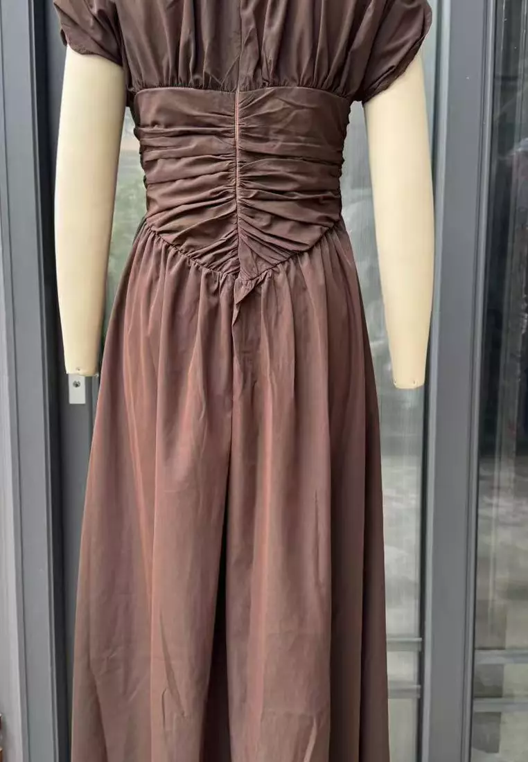 2025 French-style pure desire fitted waist short-sleeved dress CA25091424BW