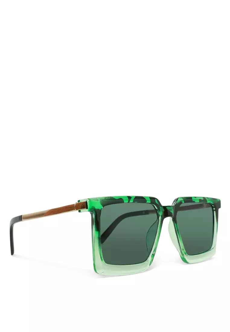 The Pristine Square Sunglasses In Green