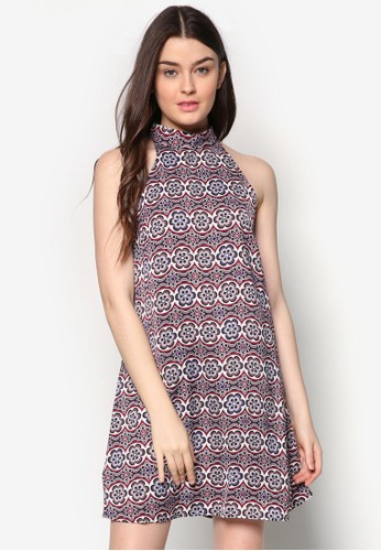 印zalora時尚購物網的koumi koumi花高領無袖連身裙, 服飾, 服飾