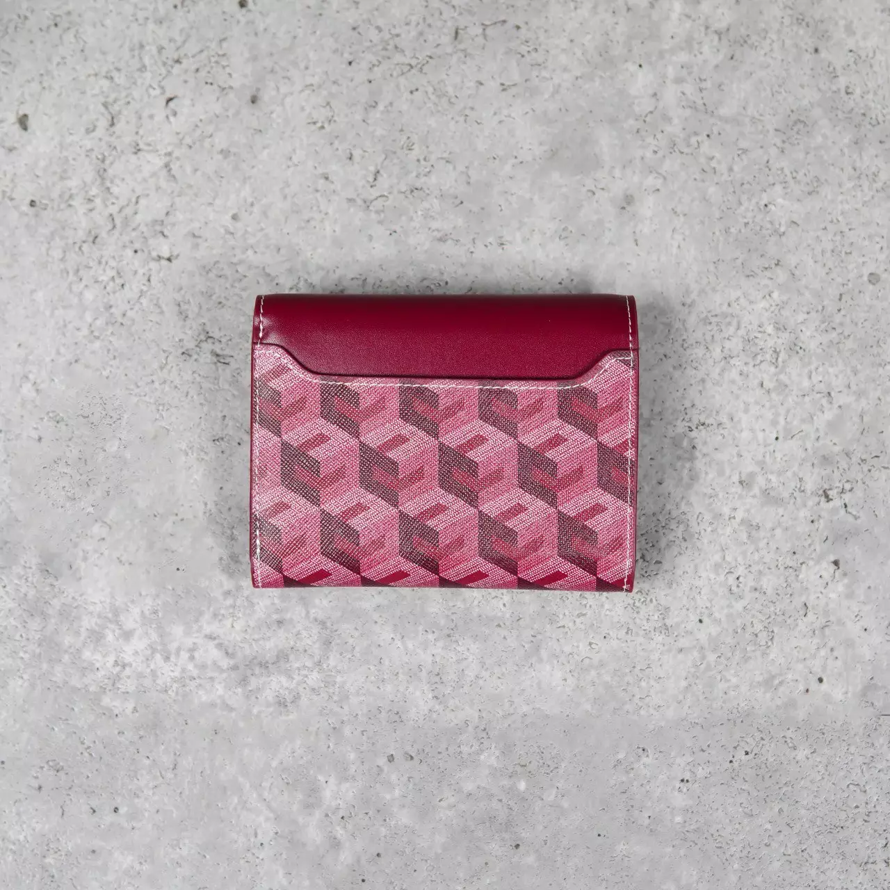 Dompet CHRISTY NG RUBIO MONOGRAM PATTERN BURGUNDY TRIFOLD WALLET 100% ORIGINAL