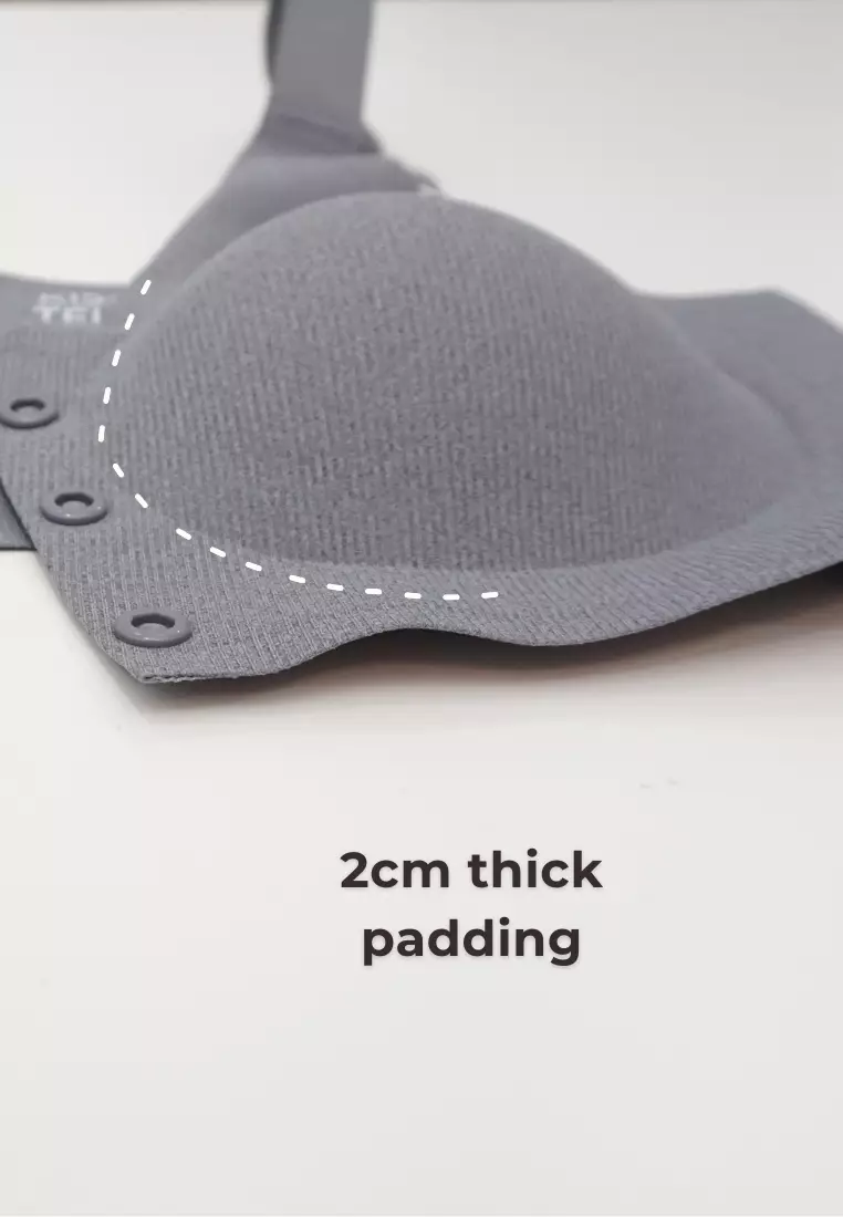 Premium Collins Plus Size Seamless Wireless Support Bra in Grey
