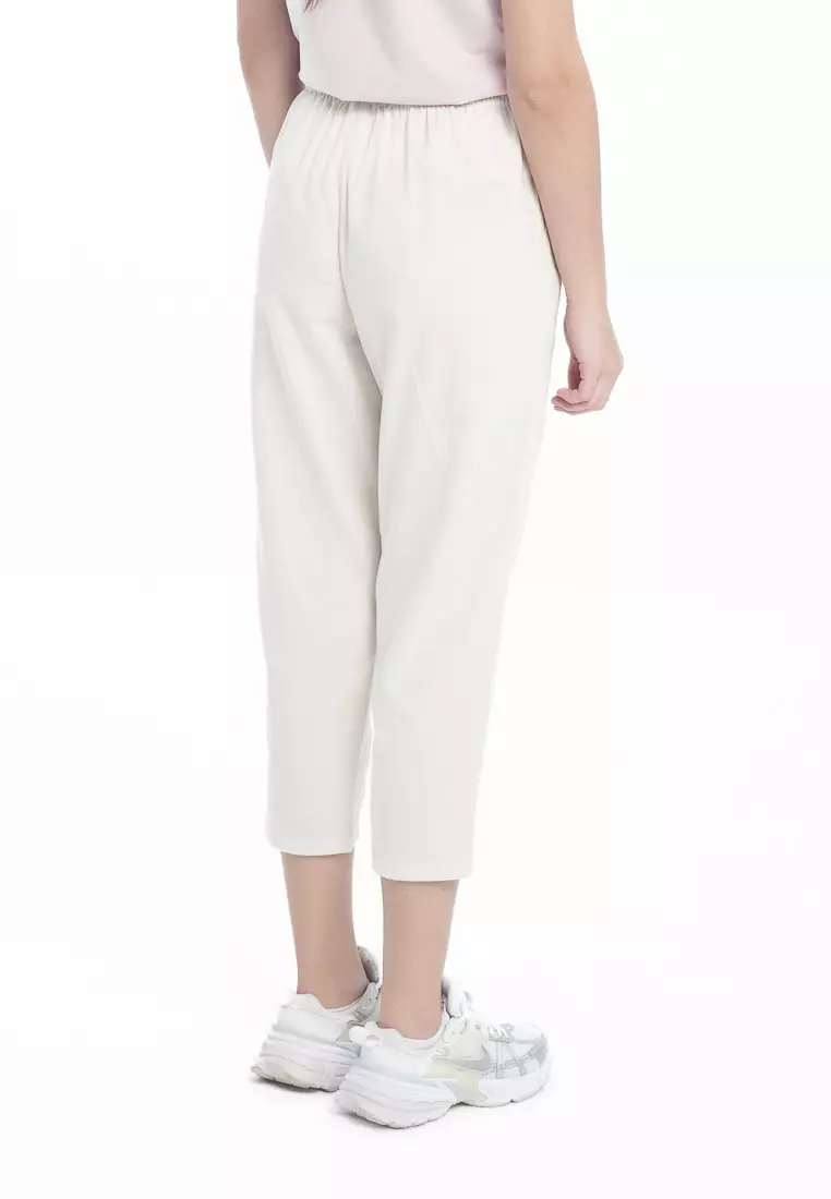 Ladies' Drawstring Pants with Linen Texture