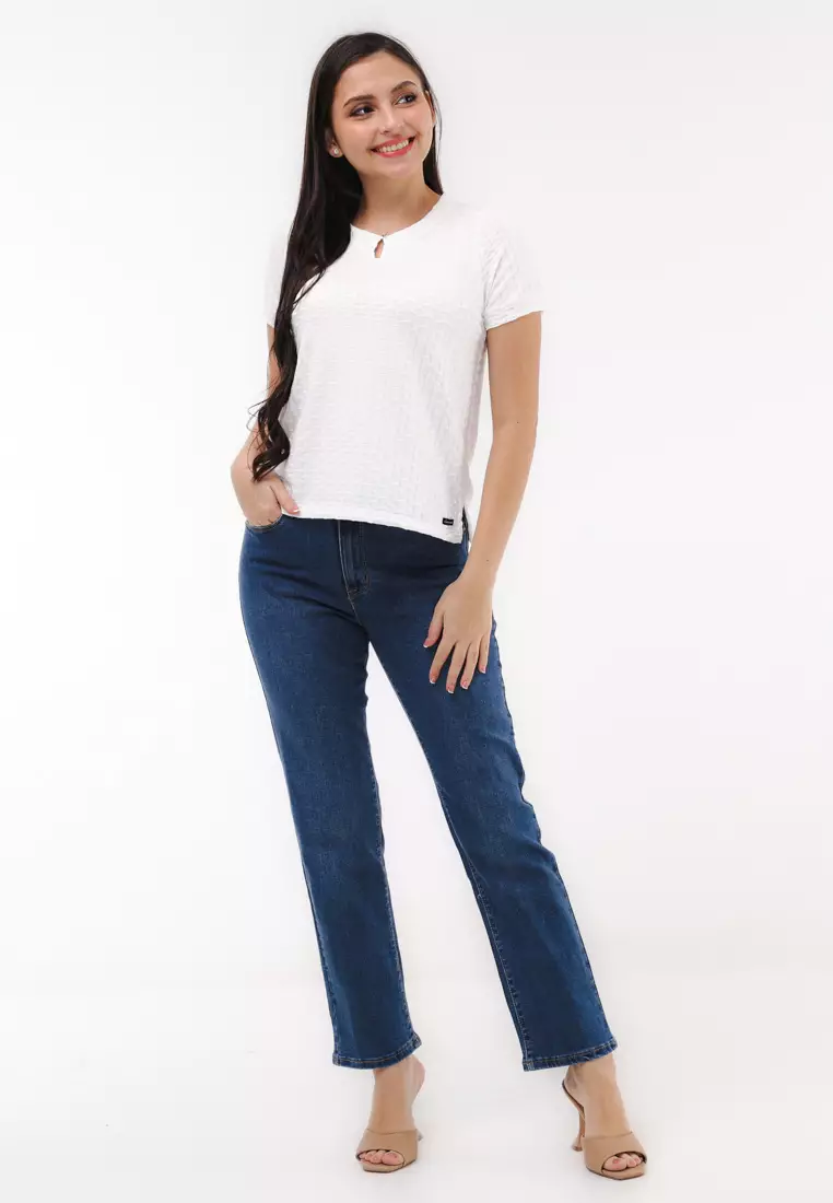 Honey Comb Knits Short Sleeves Blouse