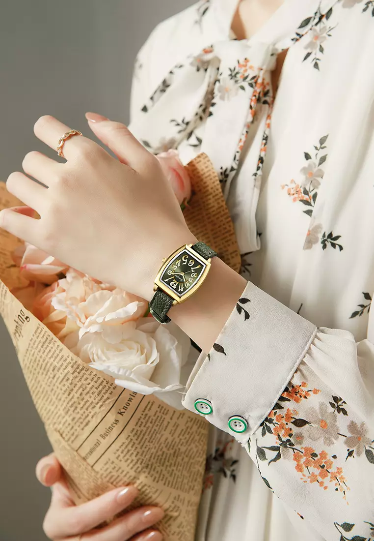 Jam Tangan Wanita Simple Original Korea Tali Kulit Anti Air Jam Tangan Cewek Green