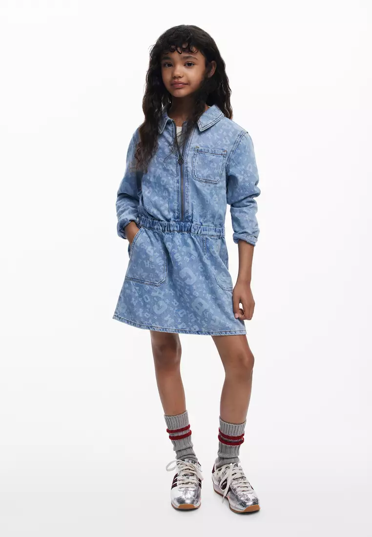 Front Zipper Denim Dress