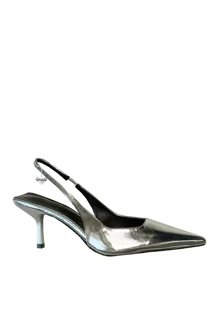Discount on Twenty Eight Shoes  shoes - SKU: VANSA Metallic Back Strap Mid Heel VSW-H-C16