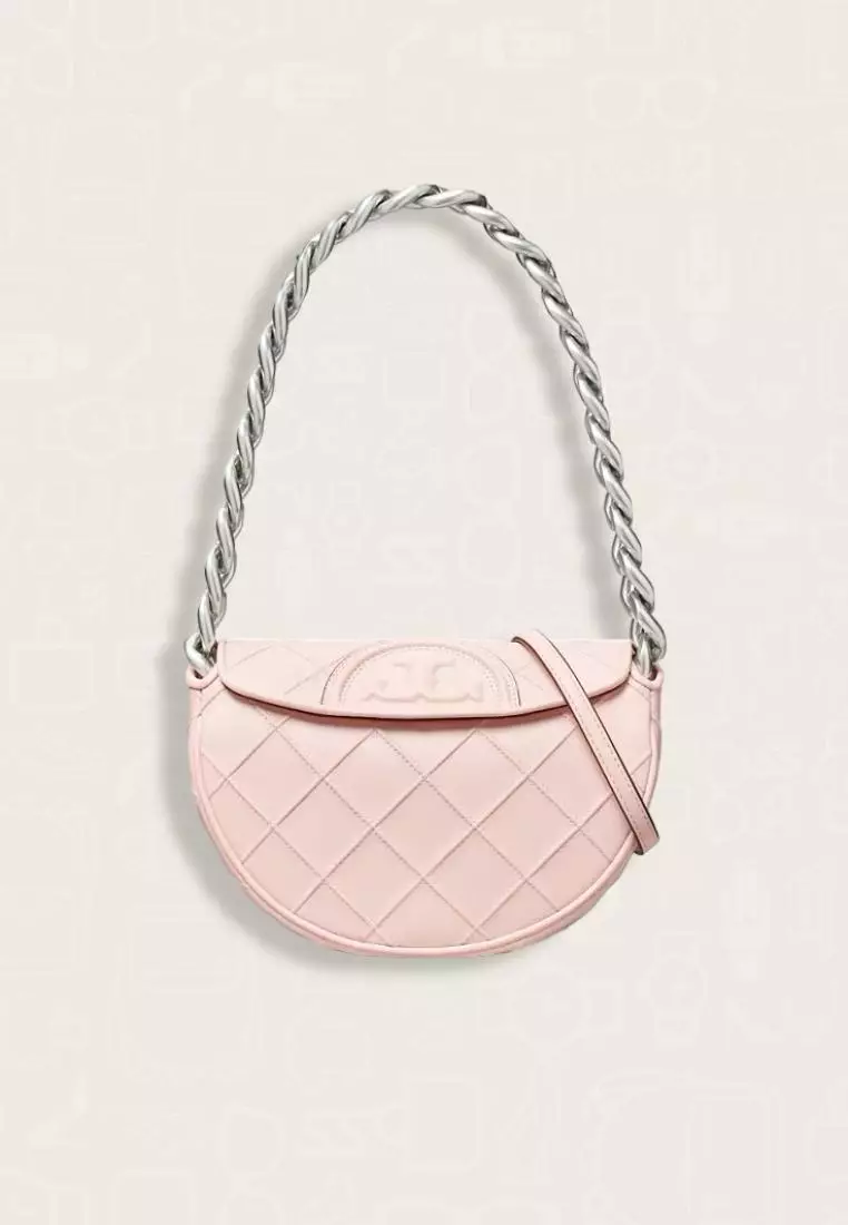 Tory Burch Mini Fleming Soft Crescent Bag Cotton Candy
