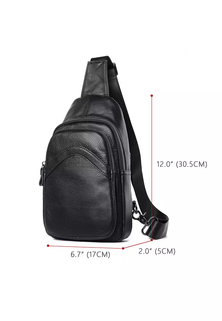 Men's Soft Cow Leather Zipper Belt Bags Chest Bags