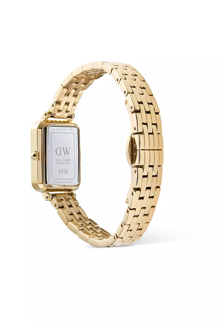 Quadro Roman Numerals Date 5-link White Gold Women Watch stainless steel watch DW Official Authentic Original