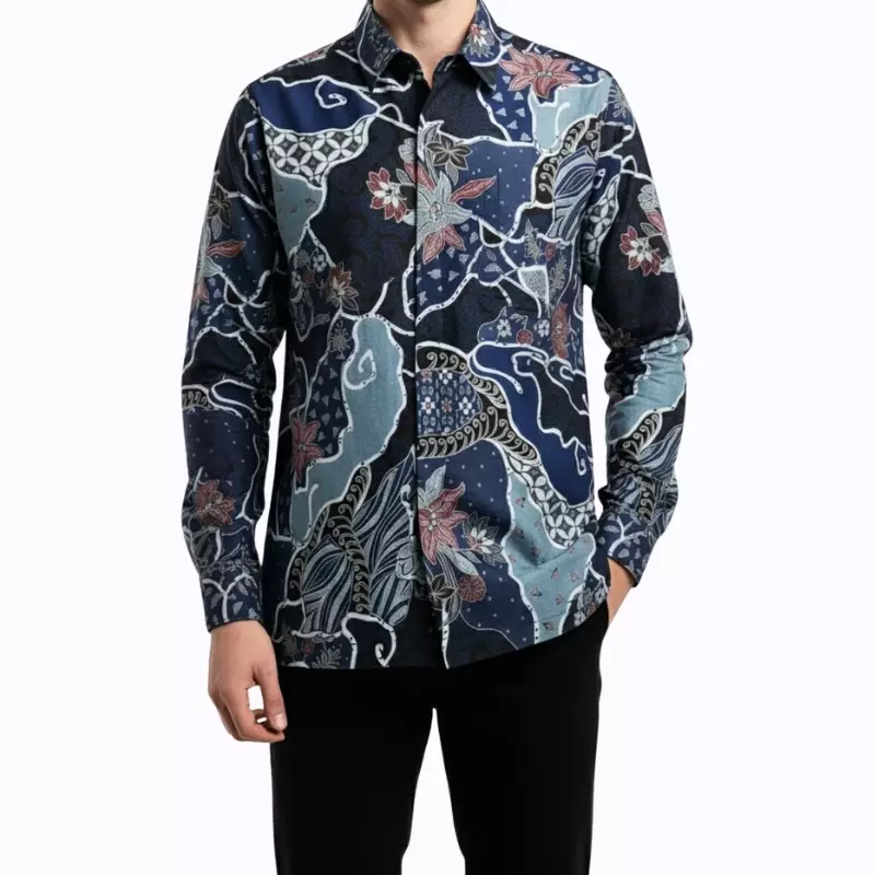  Kemeja Batik Pria - Bhatara Batik Zafran - Atasan Kemeja Batik Lengan Panjang