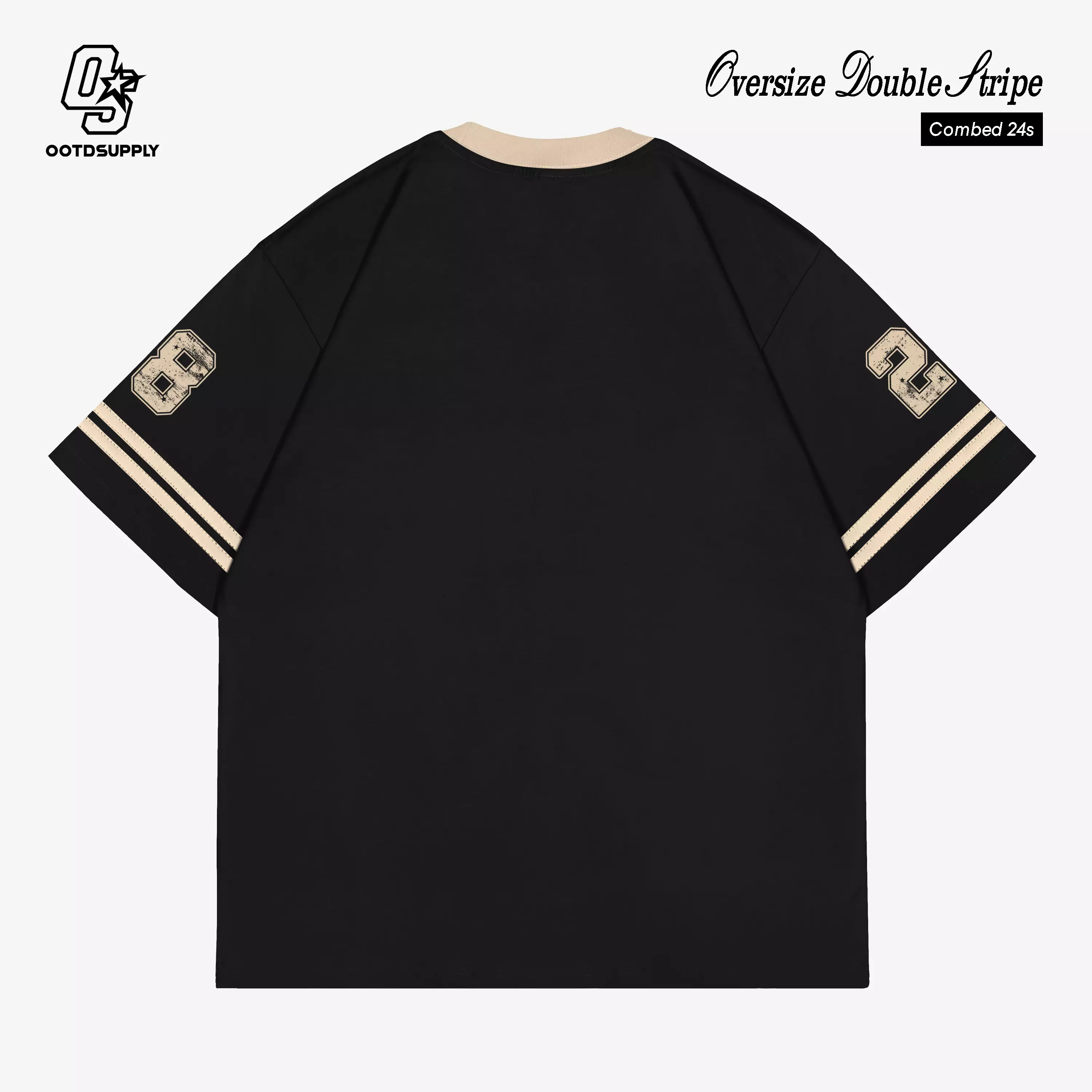 OOTDSUPPLY Oversize Double Stripe Blend 28 Brown & Black l Oversize T-Shirt l Kaos Lengan Pendek I Kaos Stripe | Unisex | OVZDSTRIP002