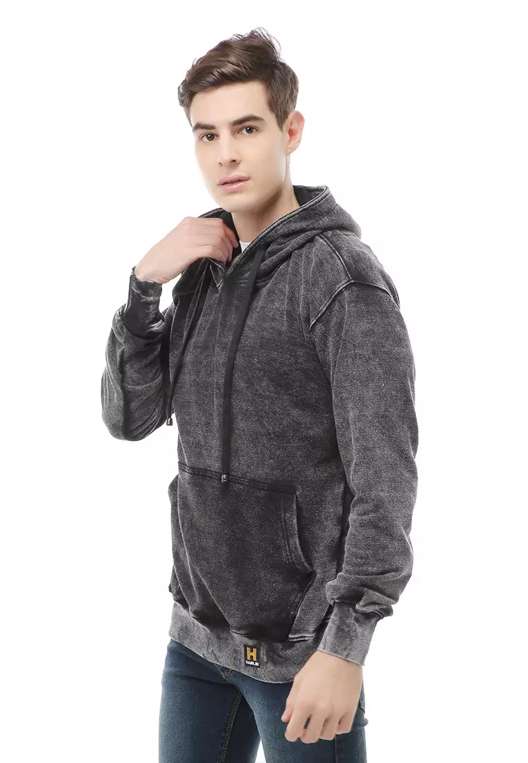 Clover Sweater Hoodie Tie Dye Pria Staylish Material Fleece ORIGINAL - Black