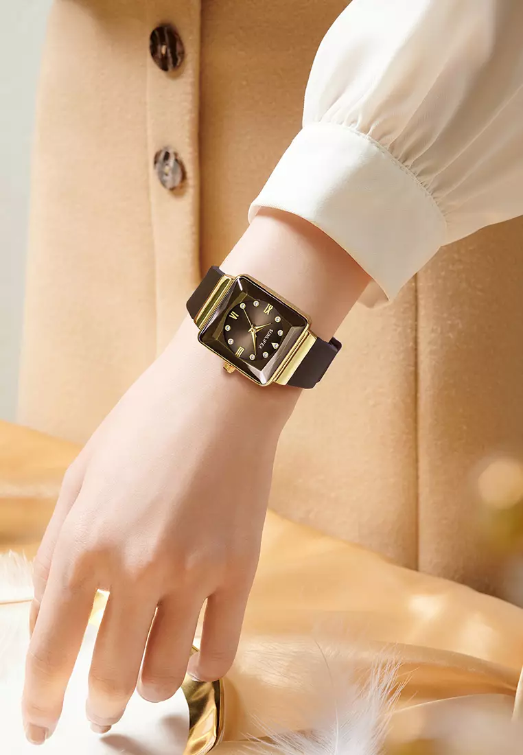 Jam Tangan Wanita Original Korea Fashion Tali Silikon Jam Tangan Cewek Analog 7727L brown