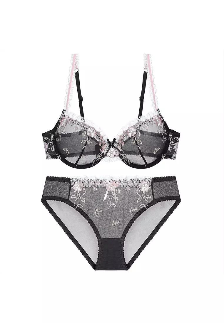 Buy ZITIQUE Lace Lingerie Set (Bra And Panty) - Black Online