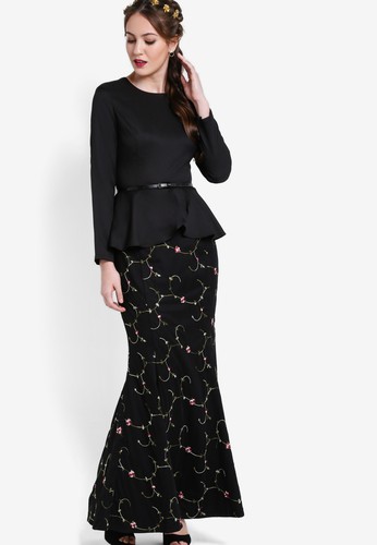 Peplum Top With Floral Skirt Set