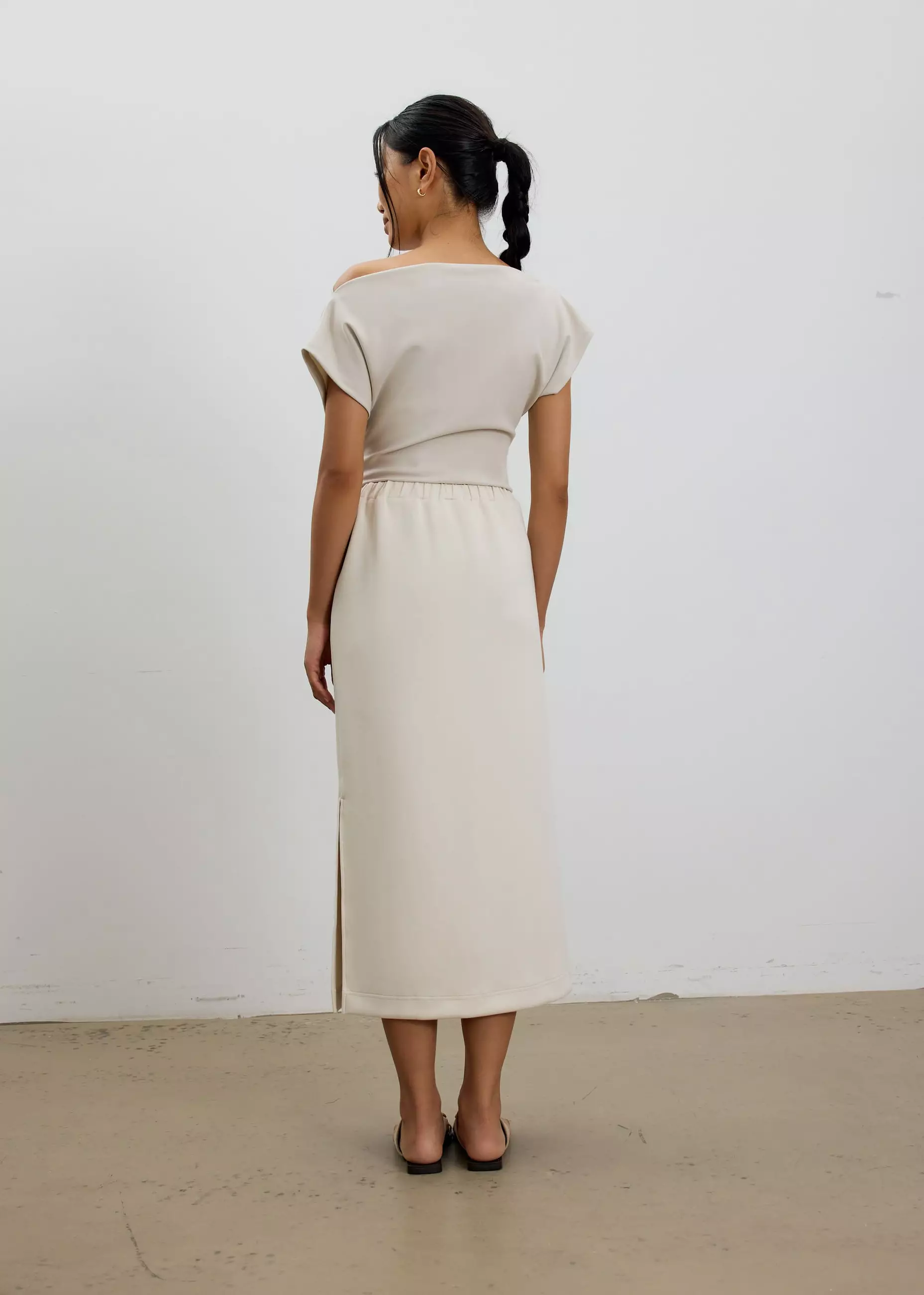 Rok Wanita - Neoprene High Waist Column Midaxi Skirt