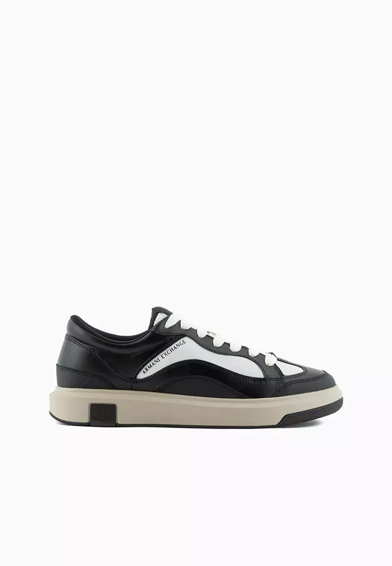 Buy Armani Exchange Nylon Suede Mesh Sneaker Black Off White