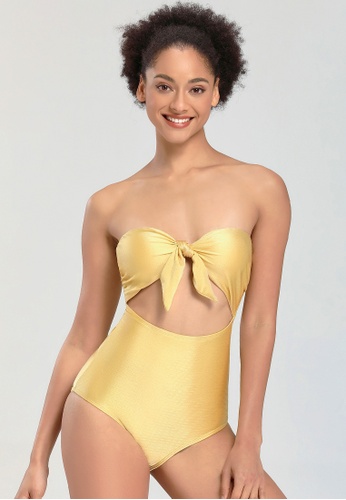 LYCKA yellow LWD7312-European Style Lady Swimsuit-Yellow 099F5USA9D6599GS_1