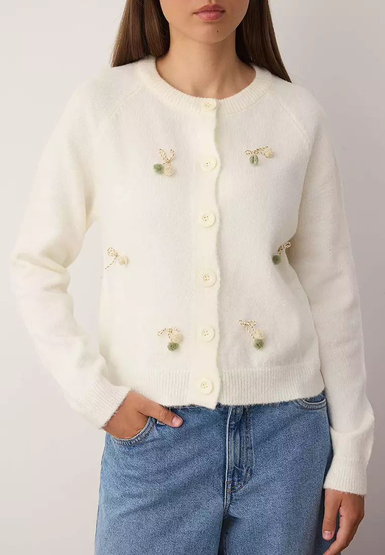 Cherry Accessory Detailed Cardigan