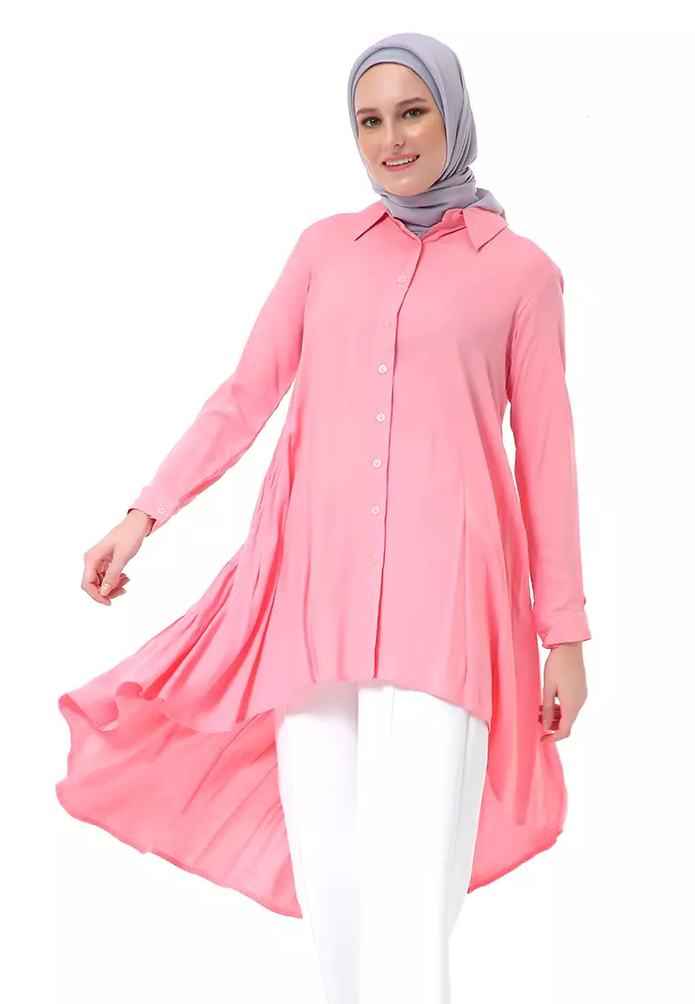Adilla Tunik Long Sleeve Polos Regular Fit High Premium Quality - Salmon