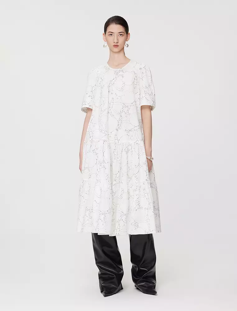 Printed A-Line Short Sleeve Dress