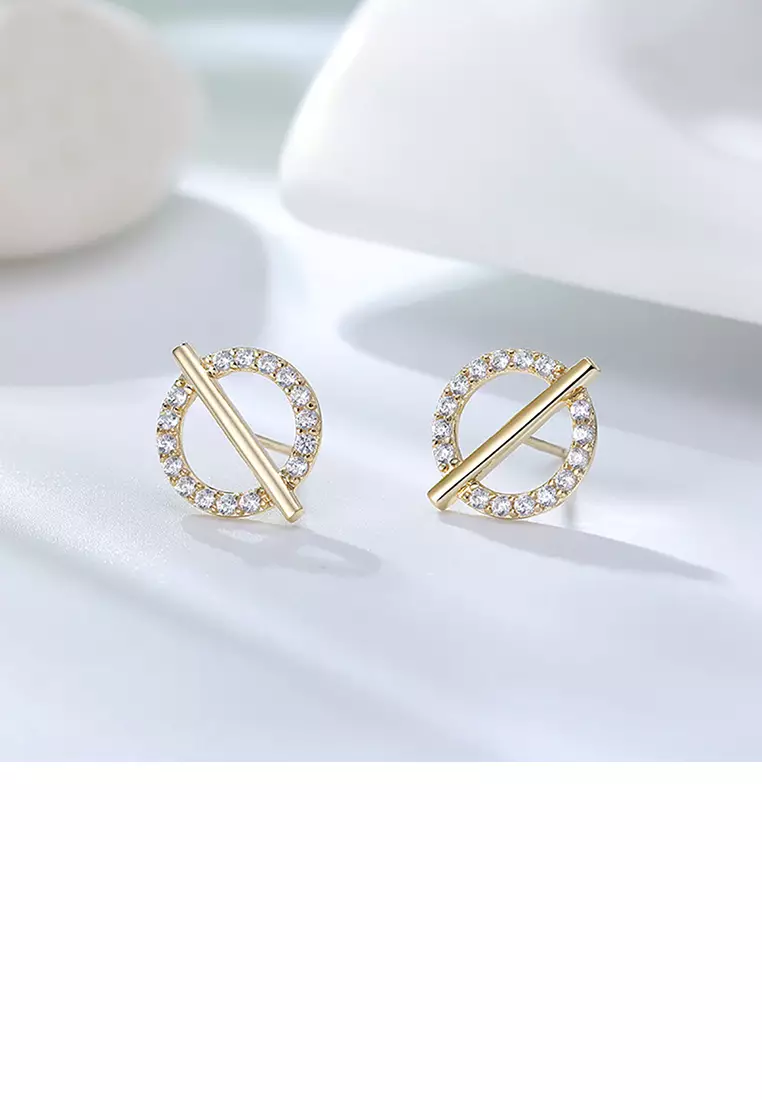 Buy Glamorousky 925 Sterling Silver Plated Gold Simple Temperament