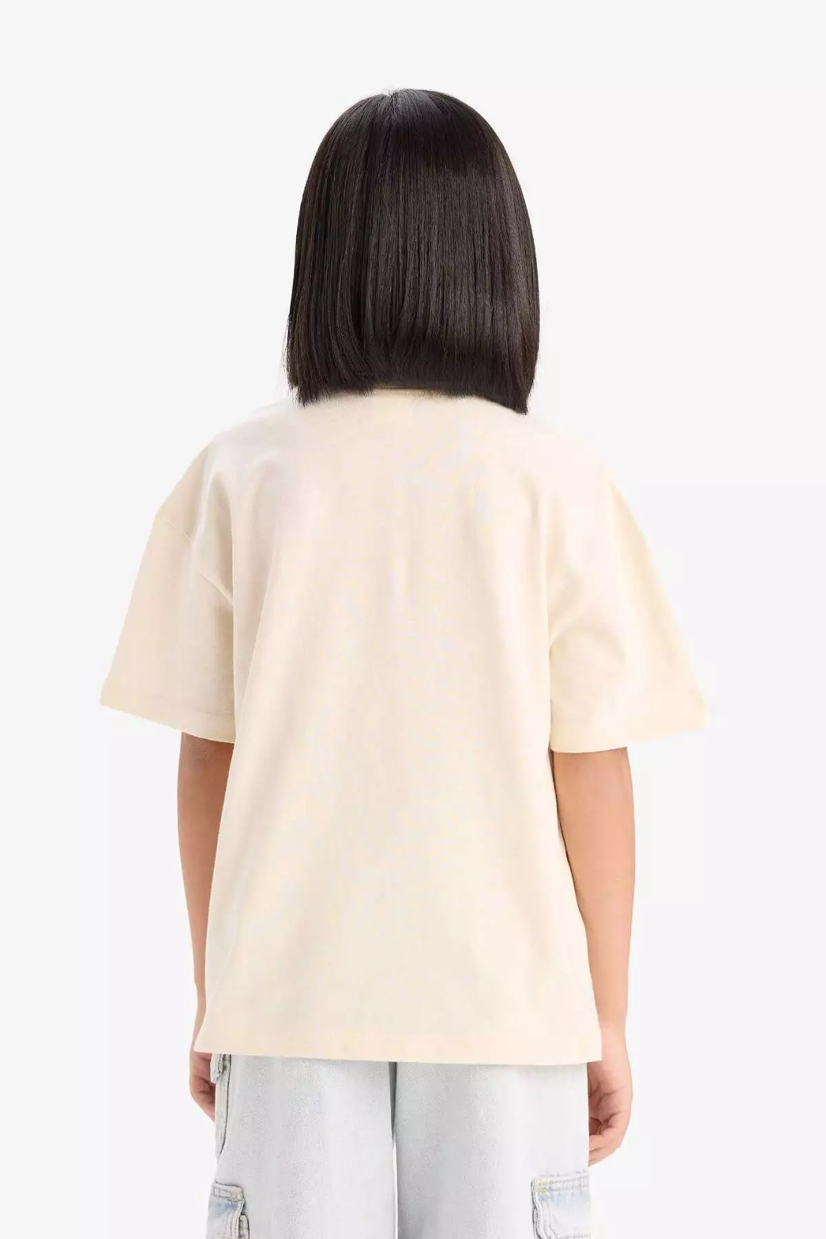 Girl's Oversize Wide Fit Crew Neck Printed Short Sleeve T-Shirt E0356A825Sm