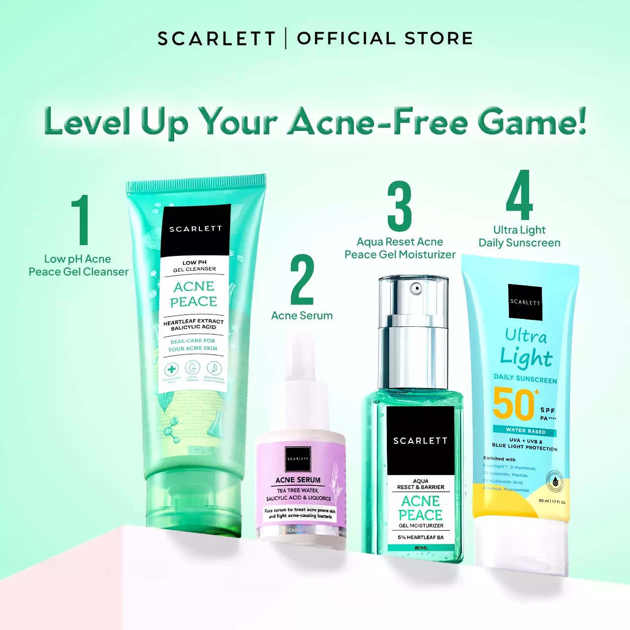 SCARLETT Low pH Acne Peace Gel Cleanser-Facial Wash Gentle Sabun Cuci Muka Low pH, Kulit Tidak Ketarik, Basic Skincare Anti Jerawat, Aman Untuk Kulit Sensitif Aman untuk Skin Barrier, Untuk Kulit Berjerawat dan Berminyak, Membersihkan Kotoran dan Minyak