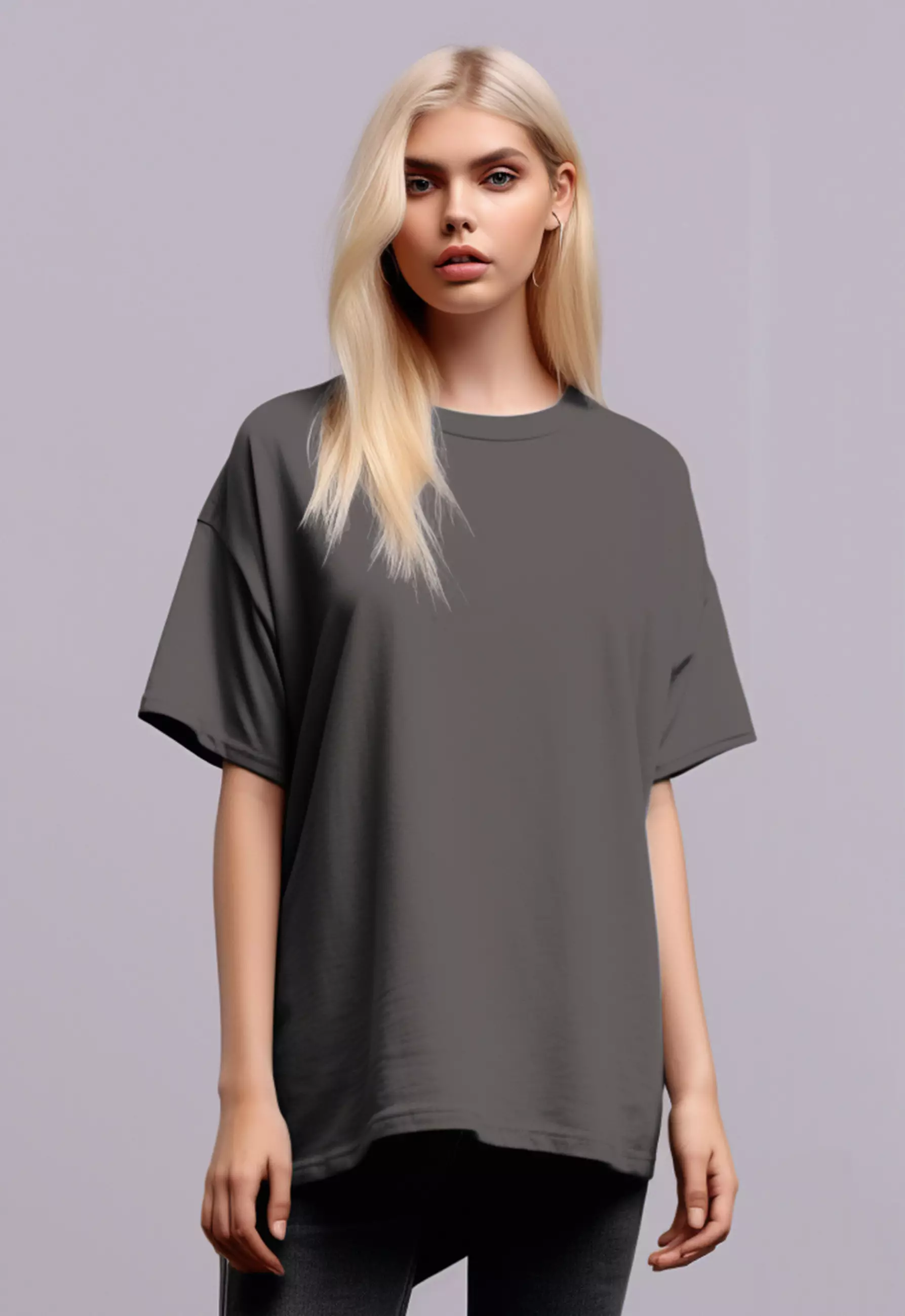 LTF55 Kaos Oversize Wanita Dark Grey Washed Washing Efek kaos band grunge distressed "Forever Young"