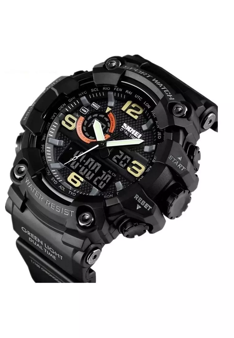 Jam Tangan Casual Digital Analog 3 Time Pria Water Resistant 50m Strap Tali Material Rubber KA13 ORIGINAL