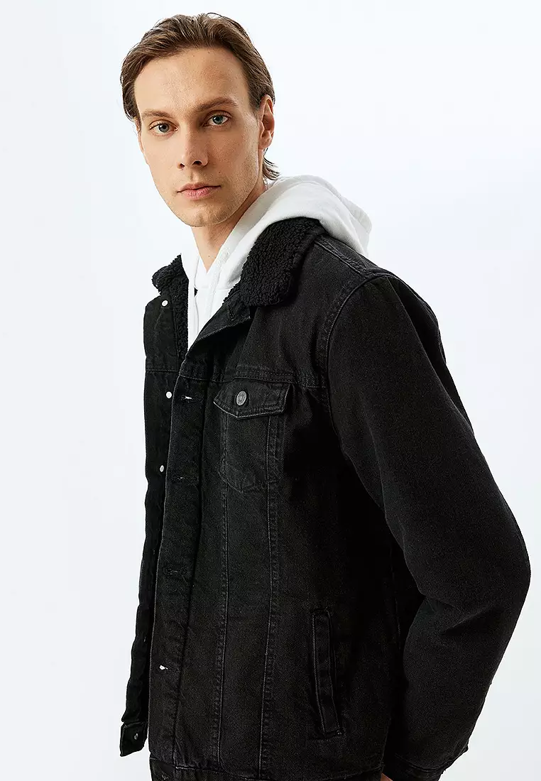 Plush Collar Denim Jacket