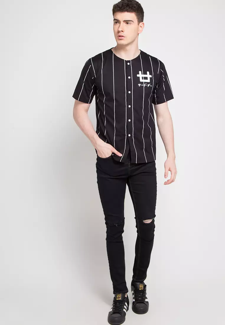 MTD41D baseball logoicon dakir blk T-shirt hitam