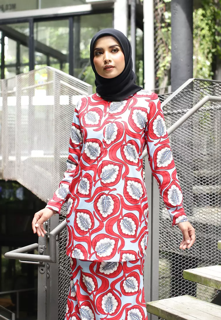 Rina Printed Kurung Red Flower