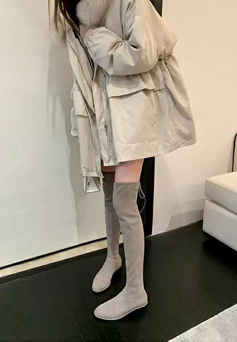 2.5CM Supper Skinny Elastic Suede Fabric Over Knee Boots XW5050-2